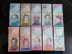 Hlavní foto k inzerátu č. 64135 - Sestavu deseti bankovek VENEZUELA v perfektním ...
