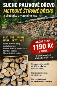 Inzerát č. 144037 - Prodám suché štípané palivové dřevo v metrových délkách. ...